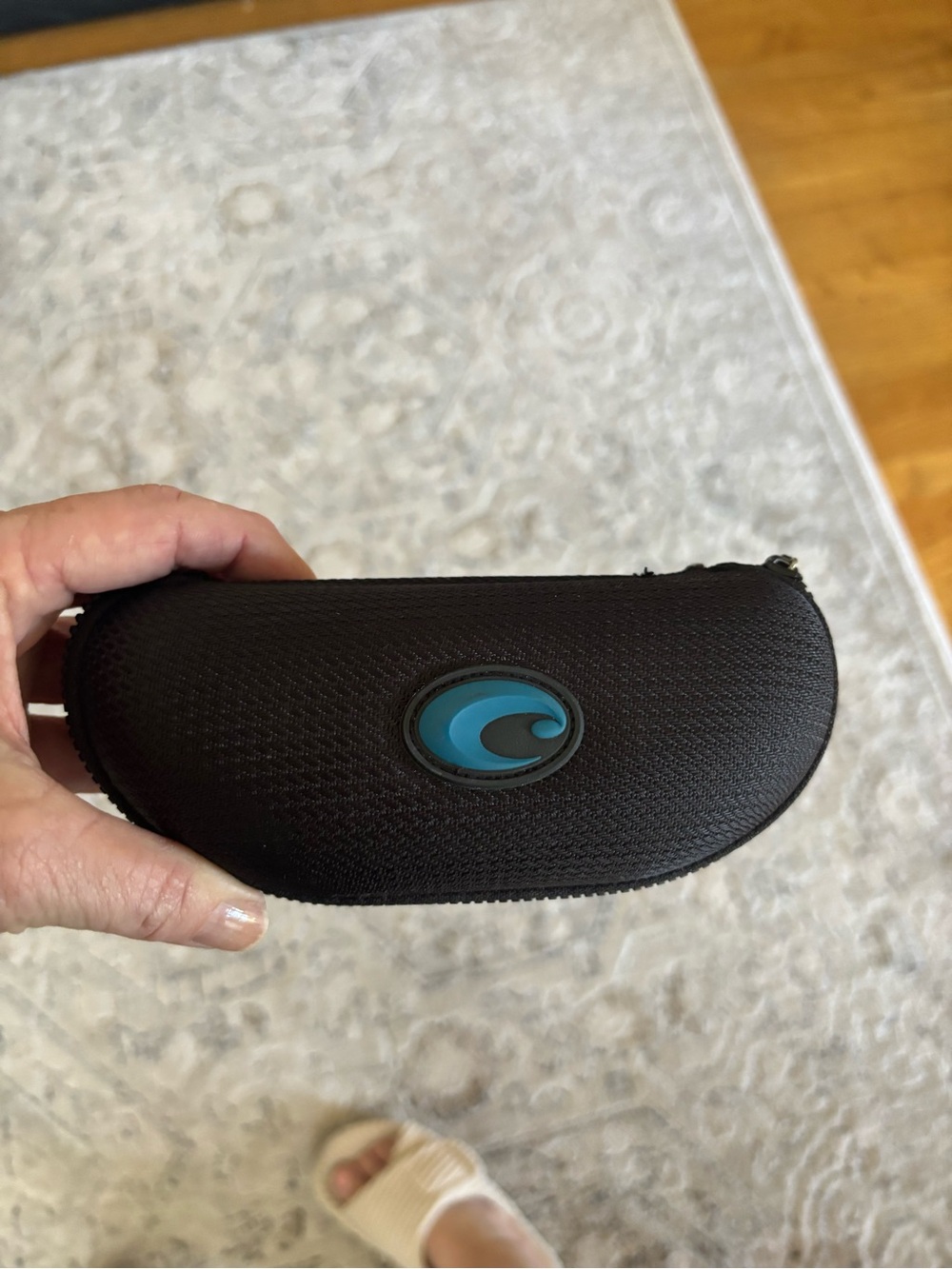 Costa Ocean-Inspired Black Sunglass Case with Teal Logo